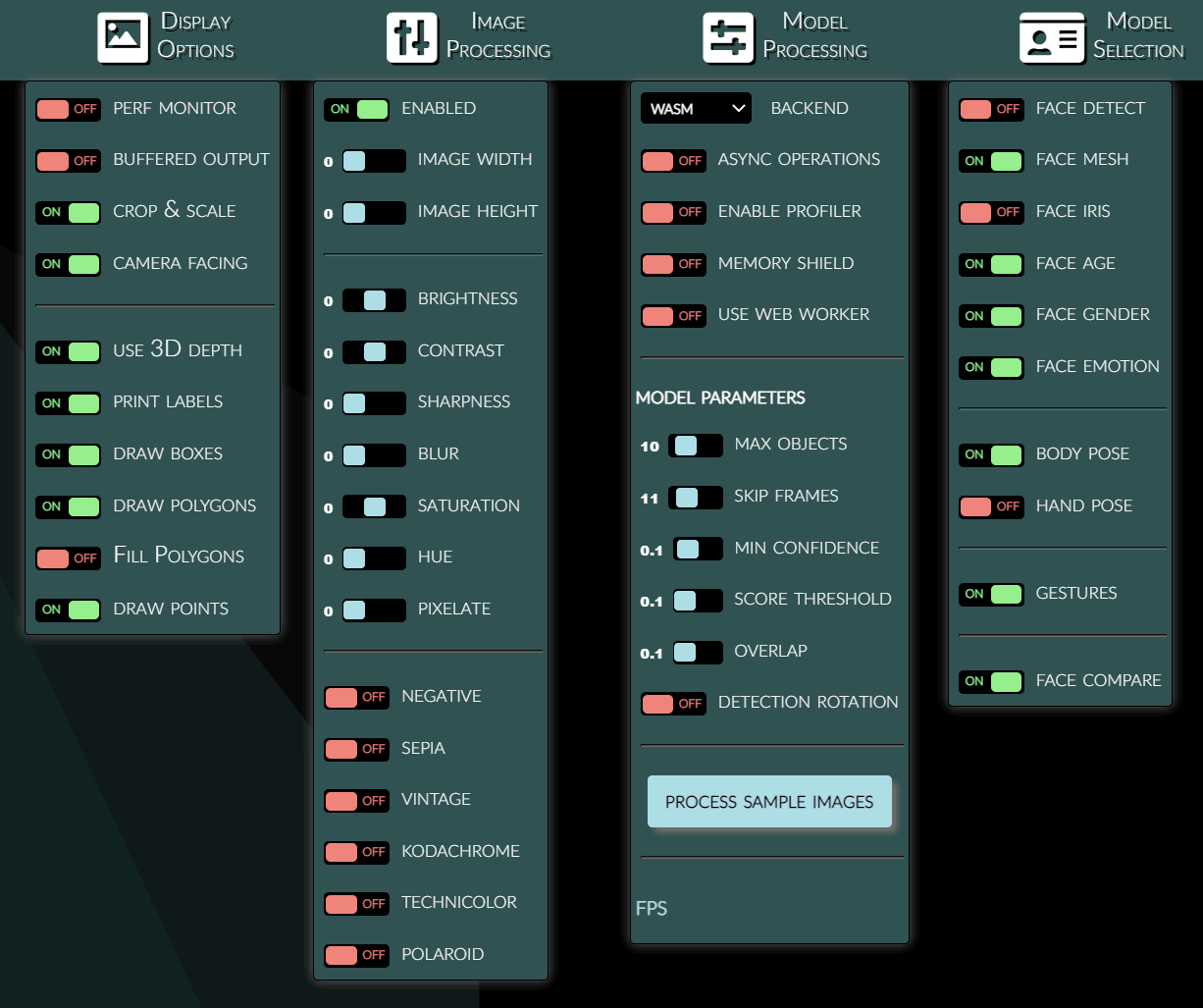 Options visible in demo